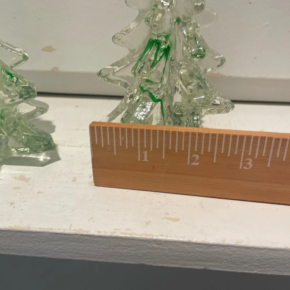 Vintage Set Of Two Studio Art Glass Swirl Christmas Trees 🌲 - Picture 8 of 12